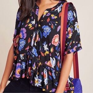 Anthropologie Josie Black Blouse size medium